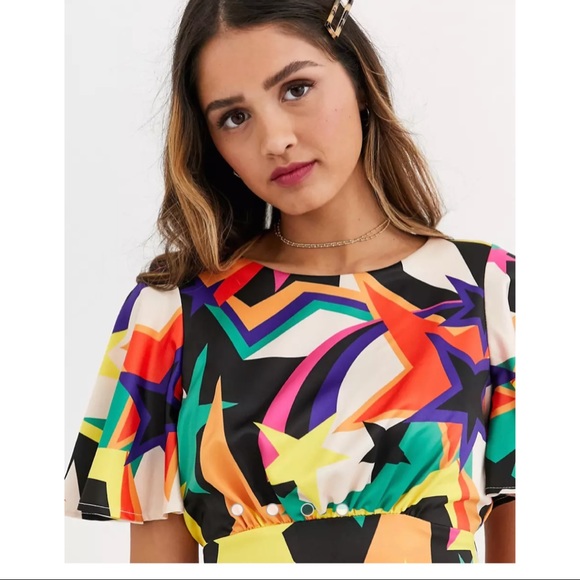 Twisted Wunder London Retro Star Print Maxi Dress Muti Color - Picture 6 of 16